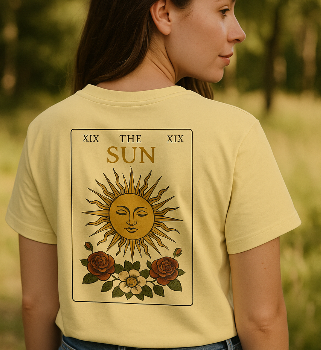 The Sun (Rückenprint)  - Damen Premium Organic V-Neck Shirt